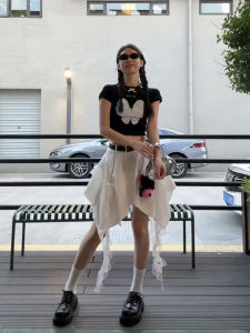 Váy Ngắn Xếp Ly Ren Không Đều Cho Nữ Mùa Hè Thiết Kế A-line Váy Ngắn Ngọt Ngào Mát Mẻ Váy Ngắn Y2k Hợp Thời Trang