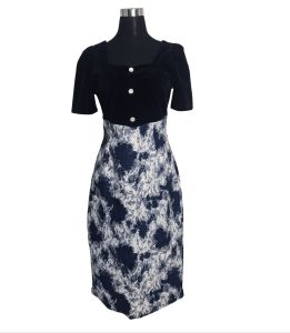 Preloved Navy Blue Abstract Floral Dress
