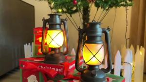 Remote Control Vintage Lantern LED Flickering Flame Lamp IP44 Weather Resistant Portable Camping Hurricane Light 2 Lighting Mode