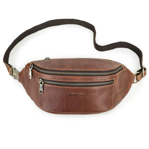 CONTACTS Genuine Leather Waist Bags for Men Bum Bags Crossbody Bags Chest Bags Phone Pocket Male Travel Waist Packs for 8.3" iPad Mini