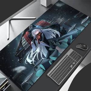 Bandai | Tấm Lót Chuột Chống Trượt Cỡ Lớn Màu Xanh Dương Phong Cách Cyberpunk Cô Gái Tóc Bạc Chất Liệu Cao Su Dành Cho Phụ Kiện Máy Tính