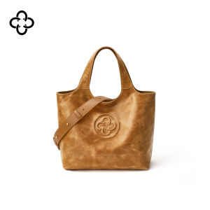 Star-endorsed Brown Leather Tote Workbag Large Capacity