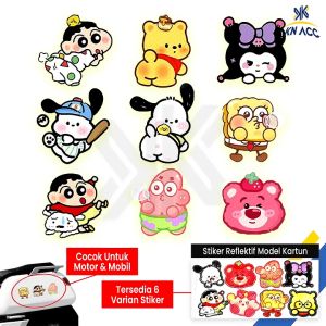 [KN ACC] STIKERS REFLEKTIF MOTIF KARTUN LUCU COCOK UNTUK MOTOR / MOBIL UNIVERSAL