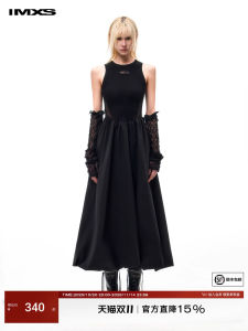 IMXS Elegant Black Mini Dress Womens A-Line Vest Dress Sleeveless Princess Skirt Casual Style Cotton Blend Long Summer Dress