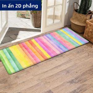 Thảm Trải Sàn Nhà Bếp VIKAMA Màu Nước Sọc Cầu Vồng In Màu Sắc Chuyển Sắc Chống Trượt Chống Thấm Nước Phong Cách Hiện Đại Thảm Trải Sàn Dài Cho Lối Vào