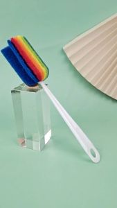 DiyHomeIpoh Colorful Long Handle Sponge Cup Washing Brush/ Rainbow Color Glass Bottle Cleaning Scouring Pad/ Kitchen Vacuum Cup Washing Brush 创意七彩海绵长柄洗杯刷清洁刷奶瓶刷海绵刷洗杯子刷子长瓶刷