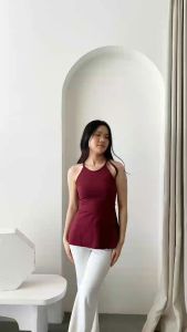 LOTUS Jisoo Top Atasan Halter Neck Basic Wanita Tanktop Korean Style Halterneck Slit Terbaru