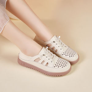 MAOLI | Large Easy-On Soft Leather Rubber Sole Womens Flat Shoes