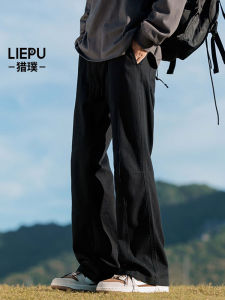 Quần Dài Công Sở Mùa Đông Màu Đen Cho Nam Quần Dài Ống Rộng Thoải Mái Phong Cách Mỹ Quần Thể Thao Mùa Thu Đông Mới