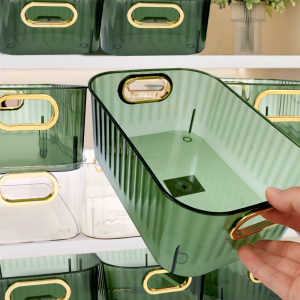 Desktop Storage Basket Snacks Sundries Organizer Box Acrylic Storage Bins with Handle for Makeup Cosmetics Holder Bathroom Finishing Storage Box