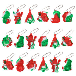 10-30Pcs Christmas Mini Pop Keychains Xmas Tree Hanging Ornaments Christmas Home Decoration New Year Party Kids Gift Fidget Toys