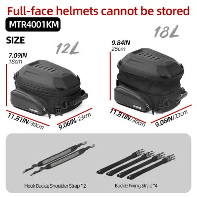 Rhinowalk Motorcycle Hard Shell Helmet Tail Bag Waterproof Inner Bag Quick Release Buckle 23-35L Large Capacity Wear-Resistant And Drop-Resistant Stress Resistance Can Be Full Helmet Two-Way Zipper Lockhole (Lock Not Included) Backpack Bicycle