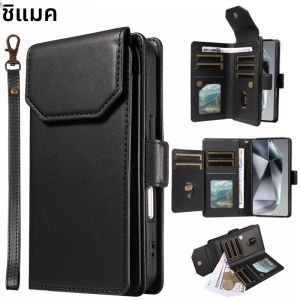 สําหรับSamsung Galaxy S25 Ultra S24 S23 S22 S21 FE S20 S10 Plusหมายเหตุ 10 8 9 20 Edgeกระเป๋าสตางค์Multi-Cardฝาครอบโทรศัพท์