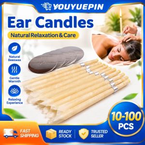 YOUYUEPIN 10-100PCS White Horn Ear Cones With Filter Plug Pure Plant Fiber Essential Oil Infused Ear Cleaning Beauty Device