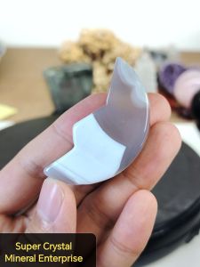 Natural Brazil Agate Crystal Moon Shape MA06