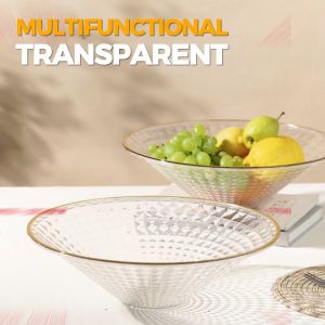 Textured Clear Round Fruit Bowl Countertop Serving Dessert Salad Candy Snack Dining Table Centerpiece Decoration