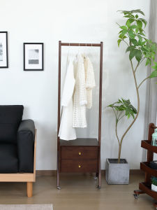 Bedside Storage and Clothing Rack Real Wood Night Stand