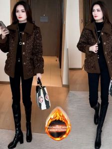 QIAOXIZI | Warm & Stylish Leopard Print Winter Coat for Plus Size Women