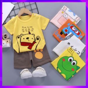 Summer Cotton Blend Short Sleeve T-Shirt And Shorts Set for Girls Lightweight Two-Piece Suite Baby Clothes Casual Style