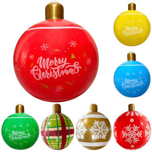 【Homelements】 24 Inch Giant Inflatable Christmas Ball Large Outdoor Decorated Ball Outdoor Christmas Decorations Holiday Decor