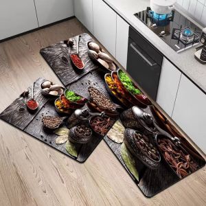 Thảm Trải Sàn Nhà Bếp In Hình VIKAMA Thảm Lót Sàn Cao Su Chống Thấm Nước Chống Dầu Chống Dầu Mỡ Để Trang Trí Nhà Cửa Nhà Hàng Phòng Giặt