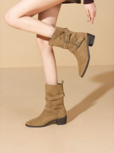 Josiny | Best-selling Pointed Toe Western Slim Short Boots for Spring and Summer