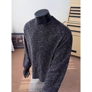 Áo Thun Nam Tay Dài Dệt Kim Màu Đen Tuyết Rộng Rãi Thoải Mái Thường Ngày Mùa Thu Cổ Tròn Chất Liệu Polyester