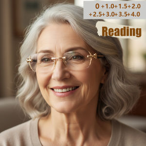 New Anti-blue Light Progressive Glasses With Frameless Edge-cutting Metal High-definition Eye-protection Reading Glasses 2273