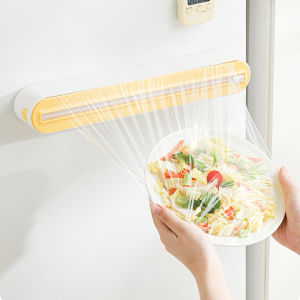 Household Disposable Cling Film Cutter Point-Breaking Food-Safe Cutting Box Suction Cup Refrigerator Organizer for Home Use