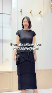 ยาว 52.5 นิ้ว 2MUAY รุ่น GA62144 เดรสอัดพลีท CAP SLEEVE TIERED PLEATED DRESS 6 สี FREE SIZE