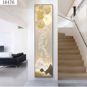 Corridors Hallway Doorway Front Door Wall Painting Nine Fish Pattern Jinshan Decorative Painting Narrow Bench Mural