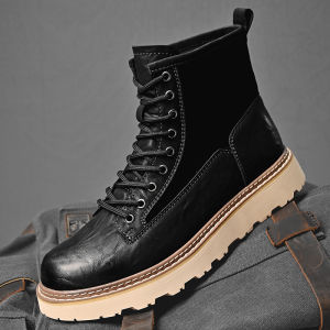 NUDANLAI | Giày Boots Da Cổ Cao Phong Cách Retro Đế Dày