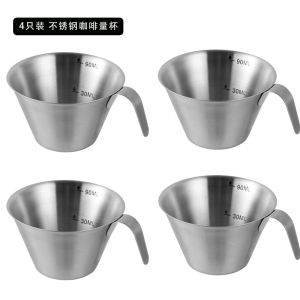 Metal Long Handle Measuring Cup Espresso Ounce Cup Espresso Stainless Steel Extraction Cup Graduated Glass 304