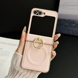Ốp Lưng Samsung Galaxy Z Flip Có Vòng Giữ Bằng Da Từ Tính Chống Sốc Bảo Vệ Bản Lề Tích Hợp Giá Đỡ Tương Thích Với Các Mẫu 8 7E 7 6 5 4 3