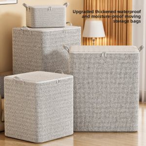 MONLEYTA | Foldable Cotton Linen Clothing Storage Box Home Use Fabric Clothes Organizer Large Size Down Jacket Wardrobe Arrangement Box