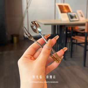 Mini Dessert Spoon Fork Stainless Steel 304 Coffee Fruit Elegant Cake Tool Japanese Style Metal Utensil Pure Color