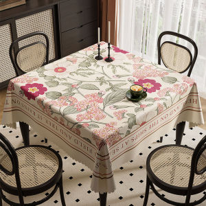 Square Tablecloth Waterproof Oil-resistant Easy Cleaning Luxury Sensation Dining Tablecloth Tea Table Mat Plant Floral Pattern