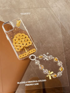 New Year Gold Foil Wealth Attraction Phone Case for iPhone 16 pro with Hand Chain Suitable for 15 13 pro Max 14 pro Anti-Fall Creative Personalized