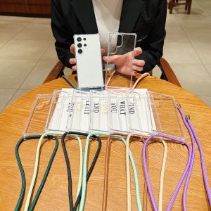 Crossbody Necklace Lanyard Cord Rope Clear Case For Samsung Galaxy S25 S24 Ultra S23 S22 Plus S20 S21 FE Shockproof Back Cover