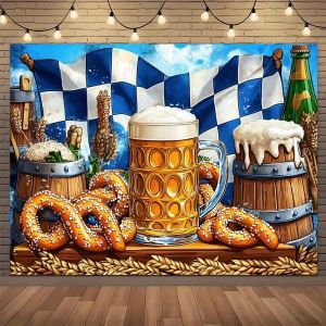 VIKAMA Oktoberfest Beer Lollipops Bavarian Flag Party Banner Art Style Country Oktoberfest Beer Garden Brewery Bar Decorations