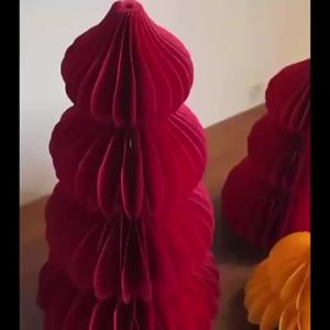 Creative Chinese Red Paper Gourds Ornament Multicolor Honeycomb Flower Ball Lanterns Round Hanging Paper Lanterns Decorative Crafts Wedding Room Decoration New Year Desktop Ornament