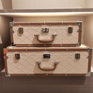 Flocked Leather Suitcase-style Decorative Storage Box