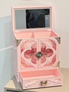 กล่องเก็บเครื่องประดับแบบฝังมือดอกไม้ กระจกแต่งหน้า กล่องเก็บของ กล่องของขวัญวันคริสต์มาส กล่องเก็บของสำหรับห้องเครื่องประดับ