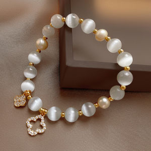 Four Leaf Clover Bracelet Natural freshwater pearl beads Bracelet For Women Fashion Bangle Bracelet lucky charms bracelet 2023 bracelet korean style bracelet for bestfriend White Opal Stone Pearls Bracelet 18k pawnable bracelet gold pawnable jewelry gift