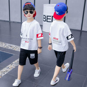 Boys Sportswear Cotton Summer Outfit Casual T-Shirt And Pants Set for Kids Ages 3-12 Trendy Clothing Love Expression