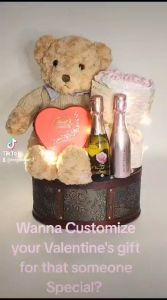 VALENTINES DAY GIFT - CUSTOMIZE YOUR VALENTINES DAY GIFT 50CM BEAR GIFT SET WITH SOAP ROSE BOUQUET