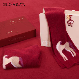 Cello Sonata | Llama and Mohair Artist Collaboration Red Knit Long Scarf
