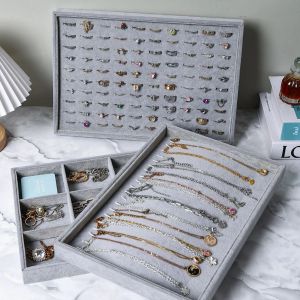 กํามะหยี่เครื่องประดับถาดผู้ถือเครื่องประดับสร้อยข้อมือแหวนต่างหูสร้อยคอจี้จัดเก็บกล่องOrganizerถาด