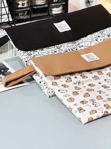 Capybara Cartoon Document Bag Large Capacity Zipper File Folder Black Puppy Organizer Student Papers A4 Portable Storage Pouch