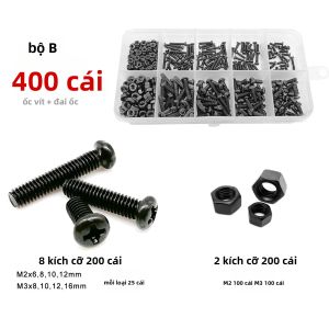 Bộ Dụng Cụ Vít Đầu Tròn Phillips Cross Pan Mini Micro - Bộ Đai Ốc Bu Lông Bằng Thép Carbon M1.2-M4 Màu Đen Dùng Cho Gia Công Kim Loại
